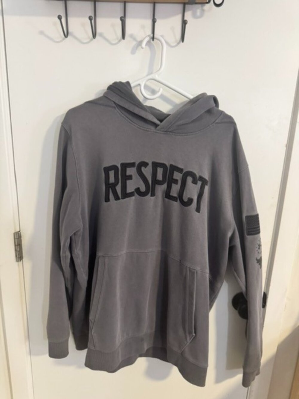 Under Armour "RESPECT" Hoodie, Gray/Black, Size 2XL